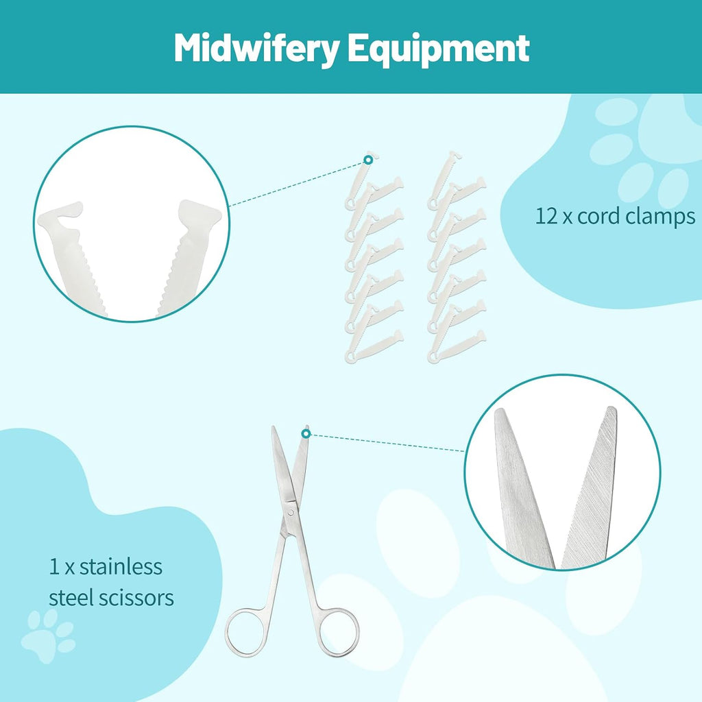 48-Piece Puppy Whelping Kit – Complete Whelping Supplies for Safe Puppy Birth, Includes Feeding Tubes, Collars, Cord Clamps, Urine Pads, Gloves & More – Essential Puppy Birthing Kit for Breeders - view 7