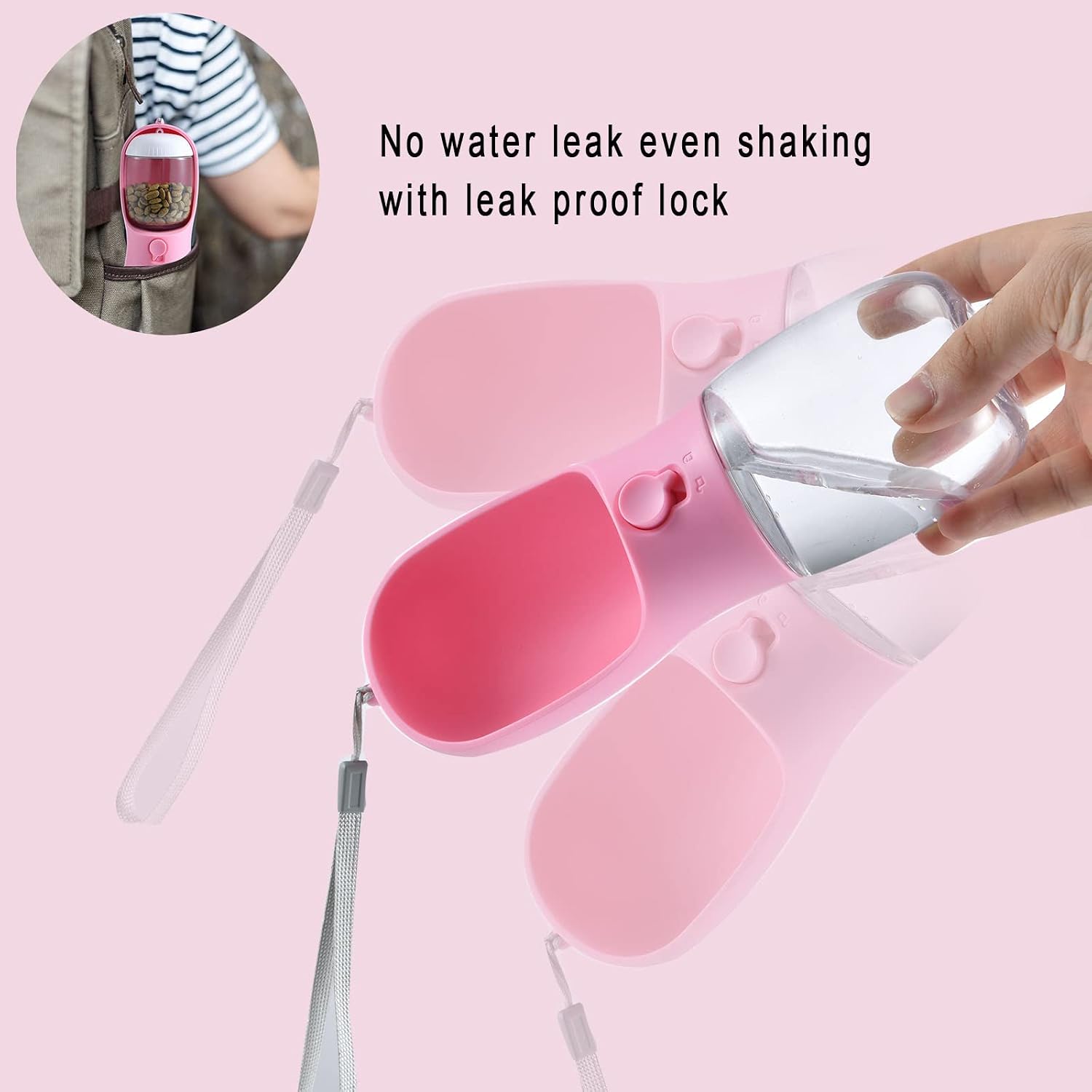 Dog Water Bottle Portable with Food Container & Filter for Travel | Feeding & Hydration | Travel Puppy Water Bowl | Portable Pet Dispenser | Girl Dog Accessories | for Hiking Camping Beach - view 4