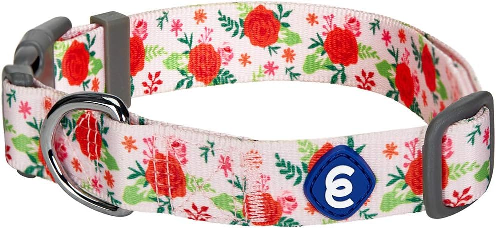 Essentials Spring Scent Inspired Garden Floral Adjustable Dog Collar in Baby Pink, Large, Neck 18"-26"