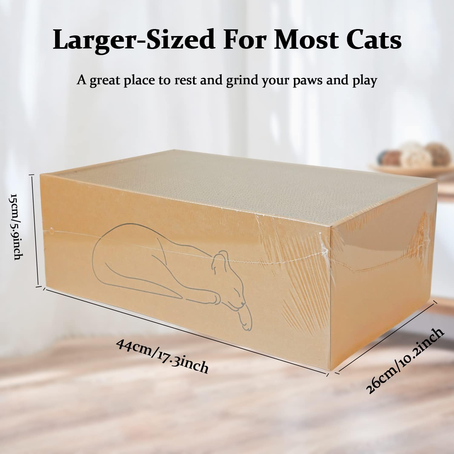 5 packs in 1 cat scratch pad with box for indoor cats, larger-sized durable recyclable and reversible cardboard cat scratching pad for rest and play - view 2