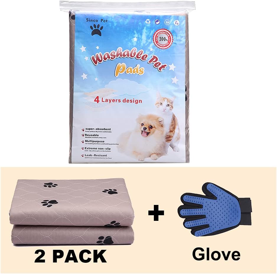 Washable dog pee pads with puppy grooming gloves, puppy pads, reusable pet training pads, large dog pee pad, waterproof pet pads for dog bed mat, super absorbing whelping pads - view 5