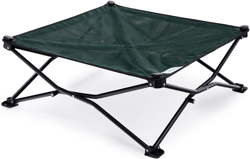 On-The-Go Elevated Dog Bed - Foldable Pop-Up Travel Dog Bed with Breathable, Moisture-Resistant Fabric, Carry Bag Included, Lightweight & Portable, Brunswick Green, Medium