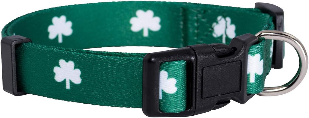 St Patricks Dog Collar- Saint Patrick Green Shamrock Pet Collars- St. Patrick’s Lucky Irish- Cute Boy Girl Puppy Gift- Adjustable for Small, Medium, Large Breeds (Shamrock, Small)