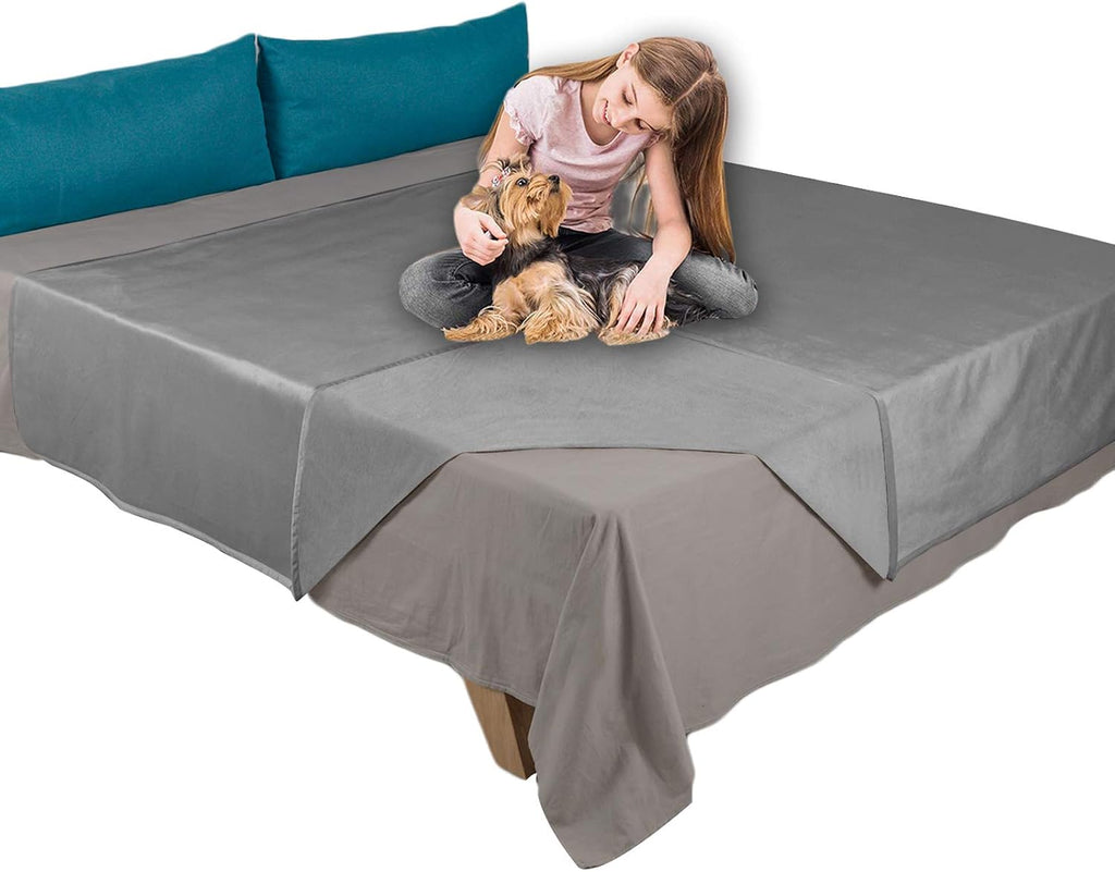 Pet Bed Blanket Reversible 100% Waterproof Velvet Super Soft for Sofa and Bed (40x60 Inches, Light Grey+Grey) - view 7