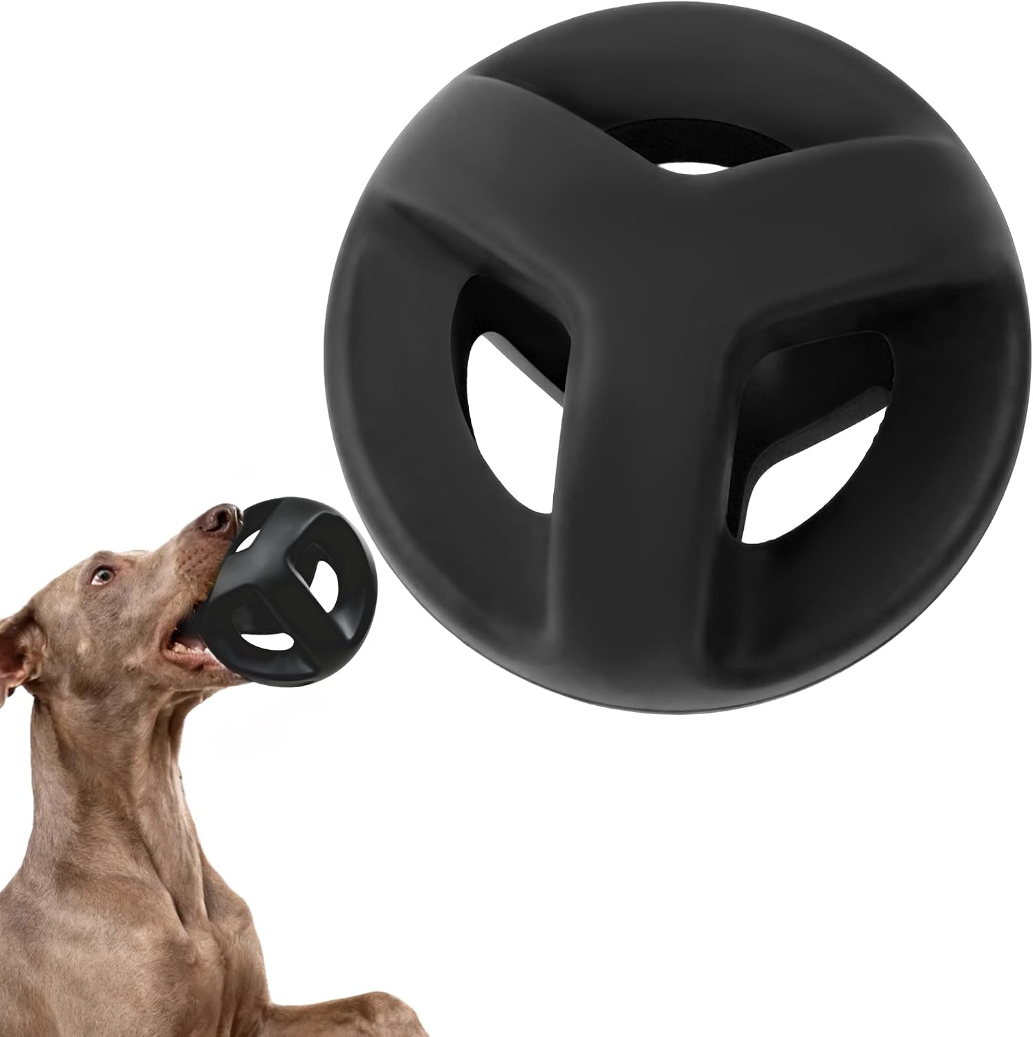 Natural Rubber Dog Balls for Aggressive Chewers, Durable Dog Chew Toys for Large Dogs, Interactive Fetch & Tug of War Toys for Medium Large Breed Non-Toxic Dish Washable,4.5 * 4.5" - view 7