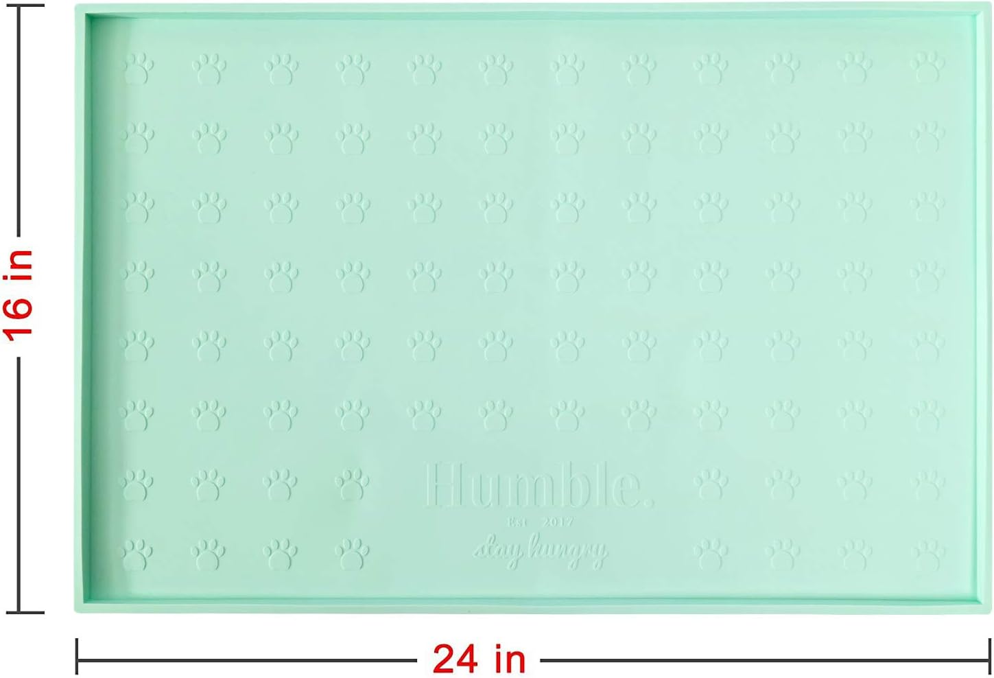 Food mat feeding tray - non-slip, anti-spill, raised dog food bowl mat, easy clean waterproof - premium quality silicone - perfect for dogs and cats, 24"x16" (cool mint) - view 4