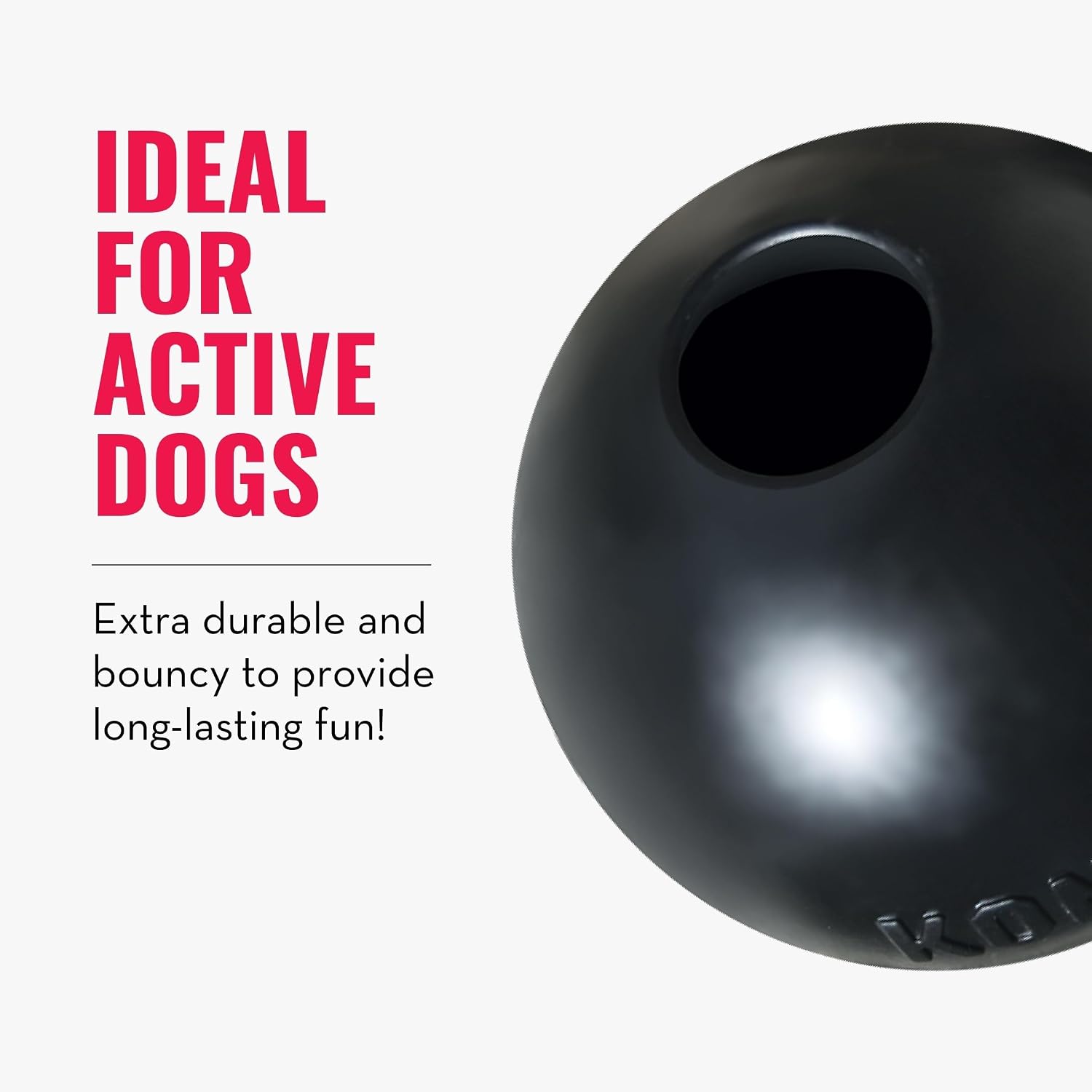 Extreme Ball with Hole, Rubber Fetch Toy, Black, for Large/Medium Dogs | Made from Most Durable Extreme Rubber, a Fetch Ball with a Hole for Training & Interactive Play - view 3