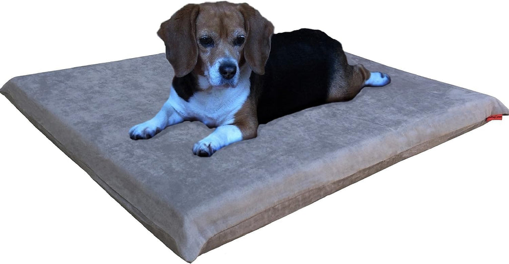 Orthopedic gel memory foam pet dog bed, waterproof liner with external microsuede cover and bonus antislip cover (microsuede gray, 41"x27"x4" inches)