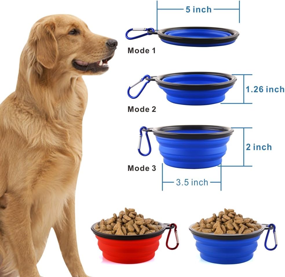 Collapsible dog bowls - 4 pack, portable travel water and food bowl with carabiner clip for dogs and cats - ideal for walking, traveling, and hiking - view 5