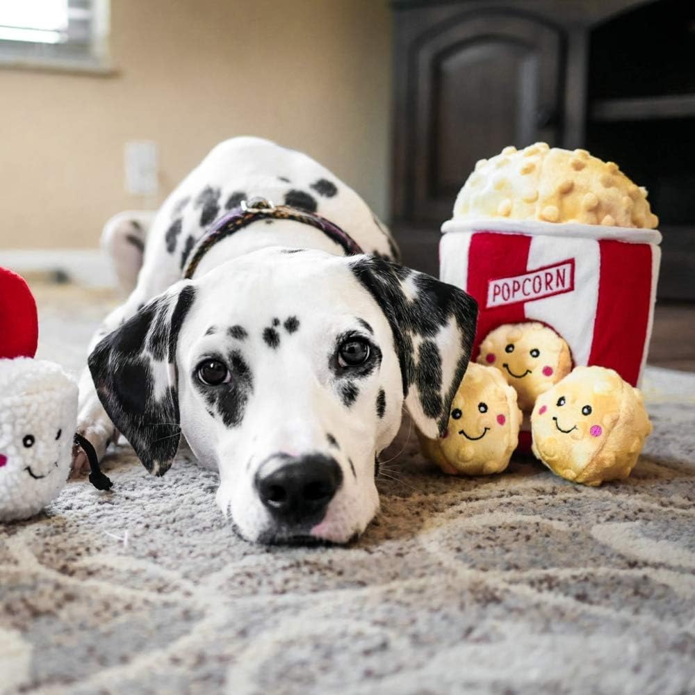 Burrow- Interactive Dog & Puppy Toys for Boredom, Stimulating Pet Products to Keep Them Busy, Hide & Seek Plush Puzzles, Squeaky Toy for Enrichment, for Small & Medium Dogs- Popcorn Bucket - view 6