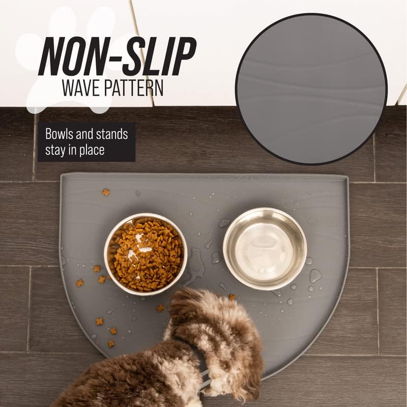 Fountain Mat, Silicone Water Mat Designed for Pet Fountains, Dog Gravity Water Bowls, Mats for Automatic Dispensing Cat Feeders up to 12" Diameter (Medium- 20 x 15 Inches, Gray) - view 6