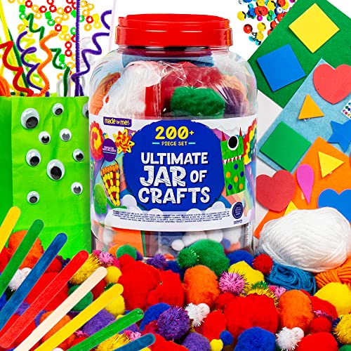 ! Ultimate Jar of Crafts, 200+ Piece Rainbow Craft Supply Bundle, Craft Supplies Starter Kit, Great Arts & Crafts Kit for Travel and On-The-Go, Perfect for Kids and Adults Ages 6+
