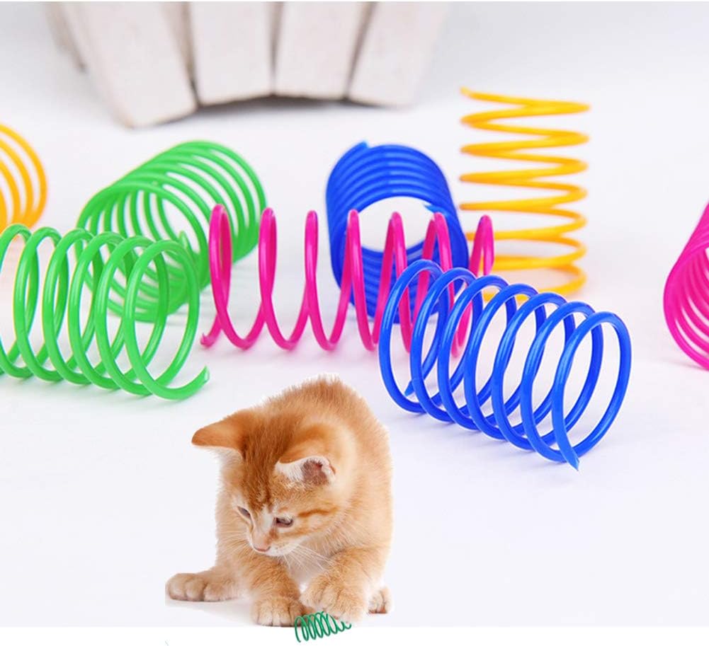Cat Spring Toy (60 Pack), Cat Kittens Toys Plastic Coil Spiral Springs for Swatting, Biting, Hunting, and Active Healthy Play (Random Color) - view 5
