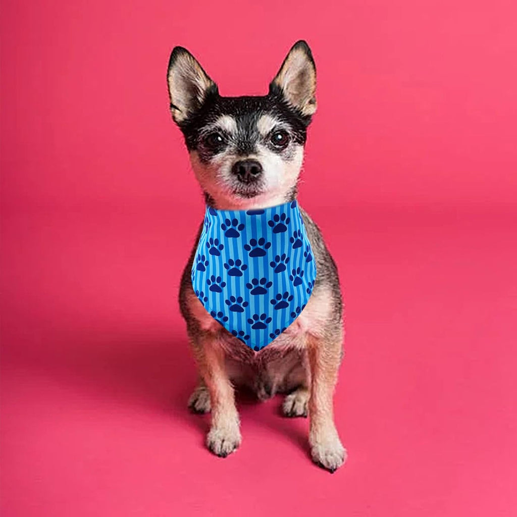 Paw print dog bandanas bulk for small dogs sewn edge 18" 30pcs S | hemmed dog bandanas for dogs polyester small dog bandana bulk for pets groomer dog scarves scarfs party grooming - view 5