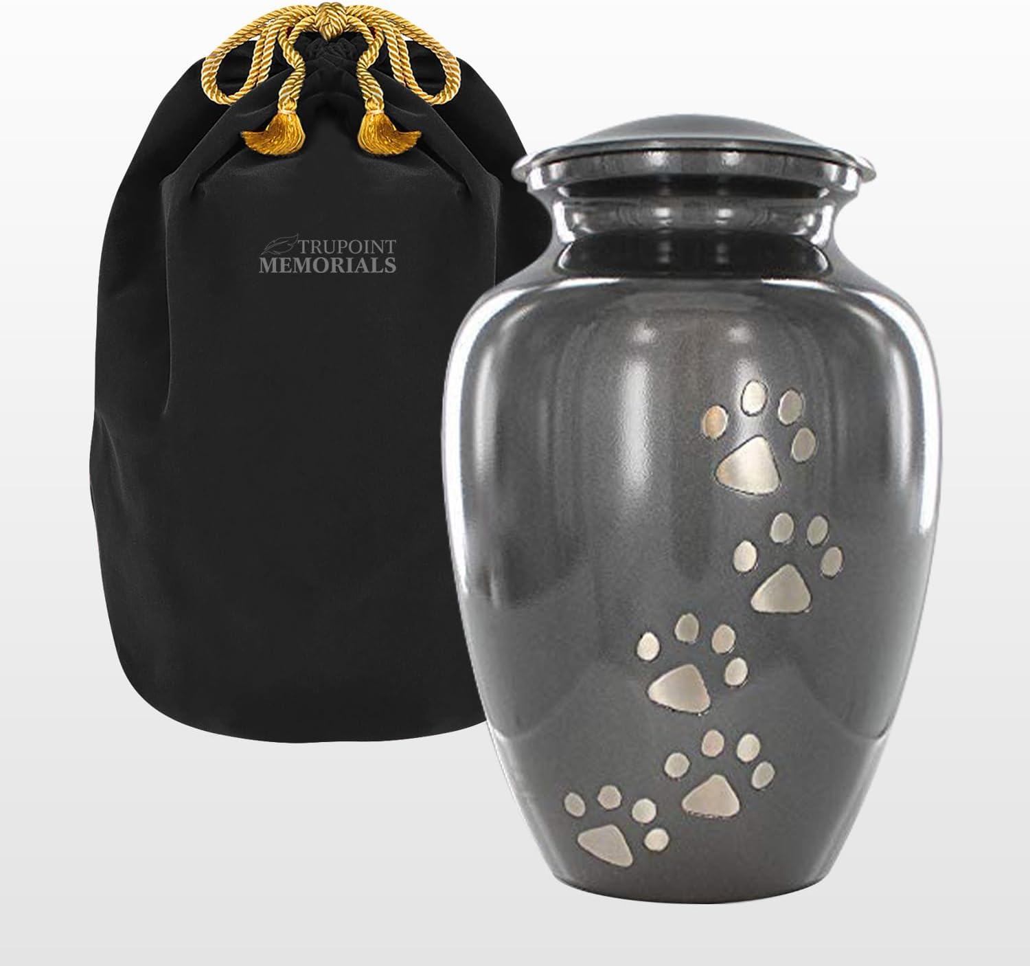 Large Pet Urn for Dogs and Cats Ashes, Paws Print Grey Cremation Urns for Pets up to 122 lbs