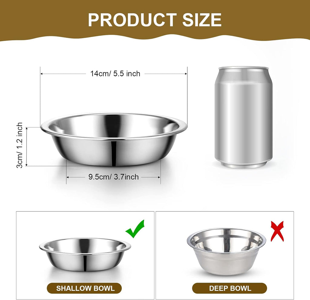 10 Pcs Stainless Steel Cat Bowls Bulk, Small Dog Shallow Food Bowls Replacement Metal Cat Dishes for Pet Food and Water, Dishwasher Safe(5.5 Inch Diameter) - view 2