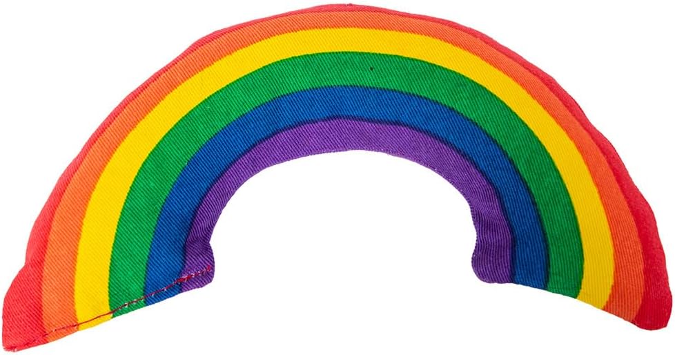 Catnip rainbow toy for cats - colorful arch shape - durable cotton twill - made in the USA - stuffed with organically grown catnip - view 2