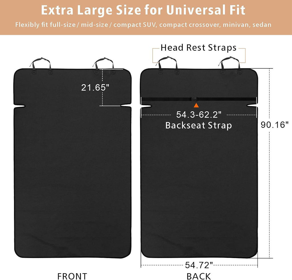 SUV Cargo Liner for Dogs - 55 x 90 Inches Cargo Cover, Black | Water Resistant, Bumper Flap, Low-Profile Padded Car Trunk Dog Cover Prevents Scratches Pet Hair Mud Dirt for SUV Road Trips - view 2