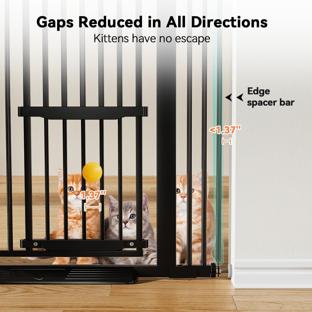 71" Extra Tall Pet Gate, 29.5-40.6" Wide with Adjustable Cat Door | Pressure Mounted Easy Walk Through Gate with Door for Stairs, Doorways, Kitchen (White) - view 4