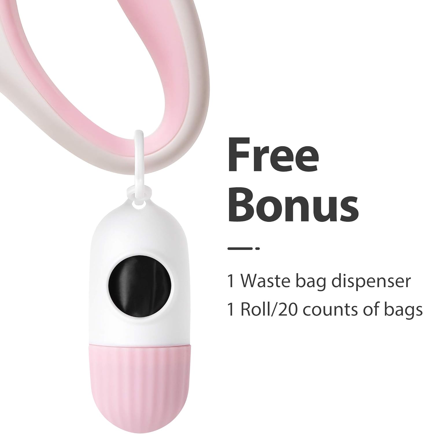 Fida Retractable Dog Leash for Small Breed up to 26 lbs, 16 ft Pet Walking Leash with Dispenser and Poop Bags, Anti-Slip Handle, Reflective Strong Nylon Tape, One-Handed Brake (S, White & Pink) - view 2