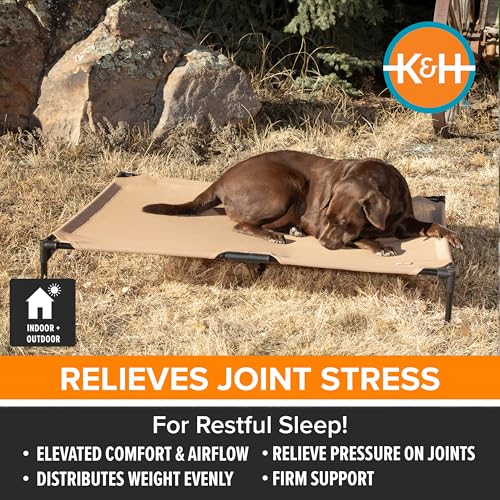 K&H Outdoor Elevated Dog Bed for Small & Medium Pets, Tan, Medium 32x25in - view 4