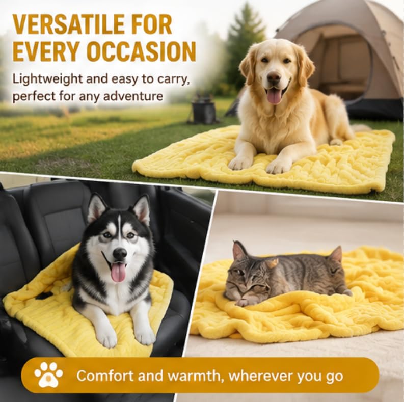 Yellow Dog Blanket, Emotional Blanket for Dogs, Soft Puppy Flannel Fleece Blanket for Pet Dog Cat, Plush Microfiber, Cozy and Lightweight for Indoors Sofa, Kennel (39.37×59.06in) - view 7