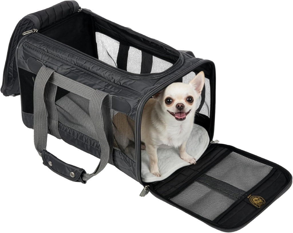 Original Deluxe Travel Pet Carrier, Airline Approved & Guaranteed On Board - Charcoal Gray, Medium