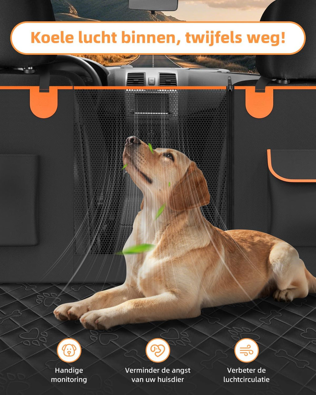 Dog car seat cover 100% waterproof scratchproof dog hammock 600D for car back seat nonslip with mesh window car seat protector for dogs pets universal fits for most cars trucks SUV - view 4