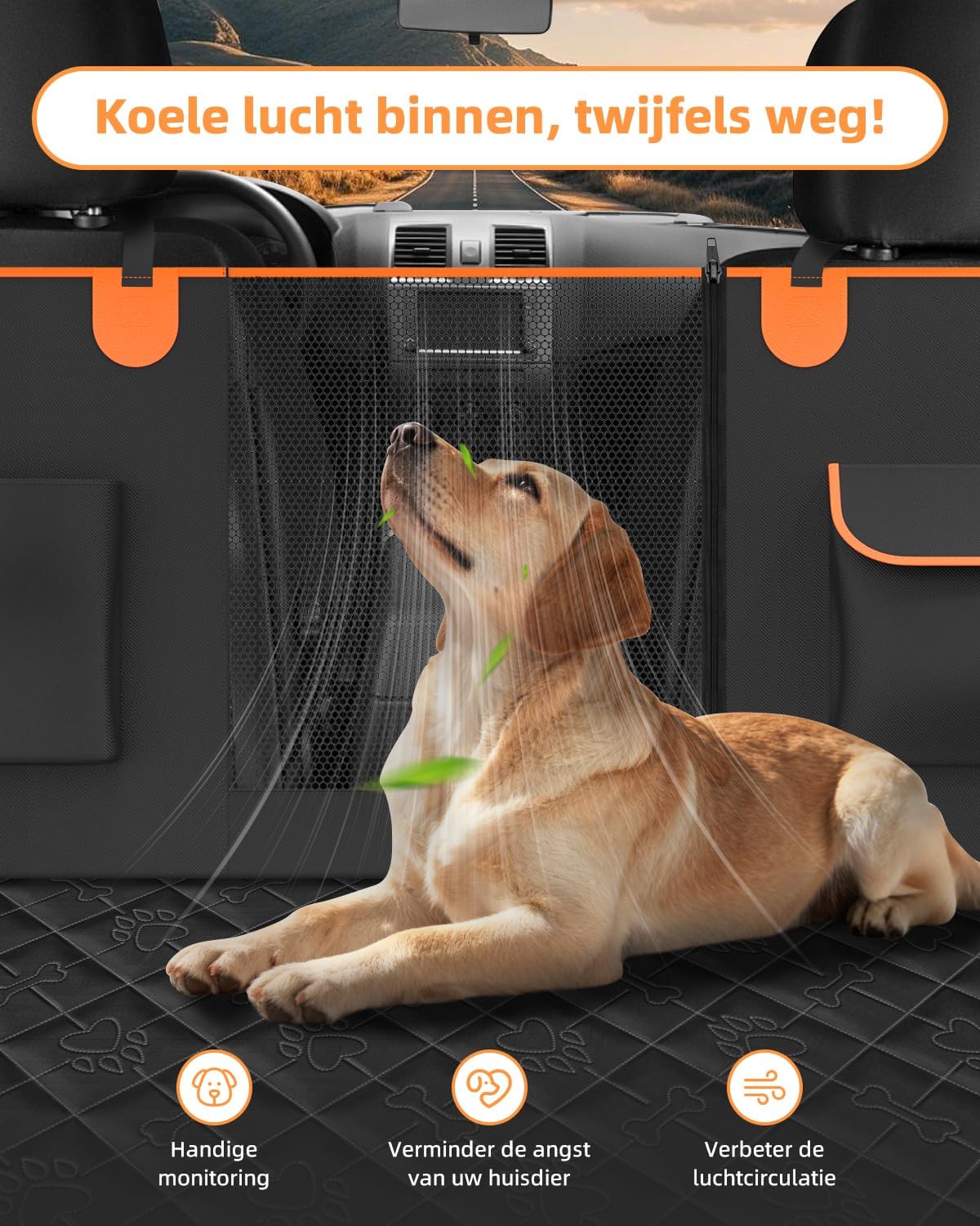 Dog car seat cover 100% waterproof scratchproof dog hammock 600D for car back seat nonslip with mesh window car seat protector for dogs pets universal fits for most cars trucks SUV - view 4