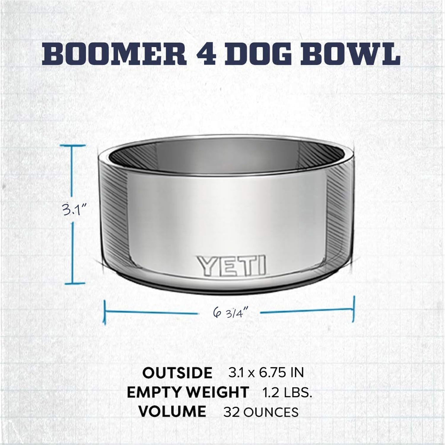 Boomer 4, Stainless Steel, Non-Slip Dog Bowl, Holds 32 Ounces - view 4