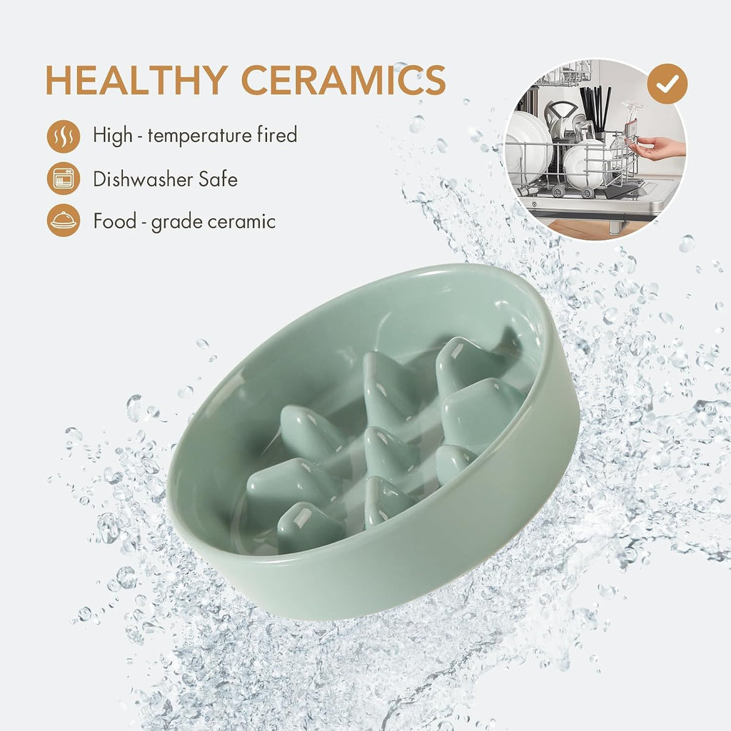 Dog Bowls Slow Feeder, Ceramic Slow Feeder Dog Bowls for Fast Eater | 0.9 Cups Dog Food Bowl Puzzle Feeder, Slow Feeding Bowls for Small Breed, Non-Slip Base, Anti-Choking - view 4