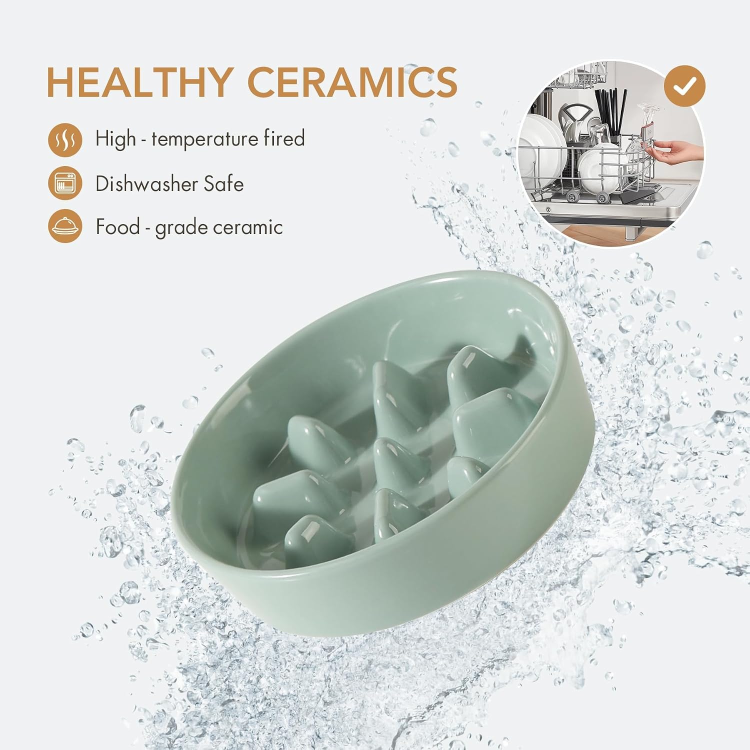 Dog Bowls Slow Feeder, Ceramic Slow Feeder Dog Bowls for Fast Eater | 0.9 Cups Dog Food Bowl Puzzle Feeder, Slow Feeding Bowls for Small Breed, Non-Slip Base, Anti-Choking - view 4