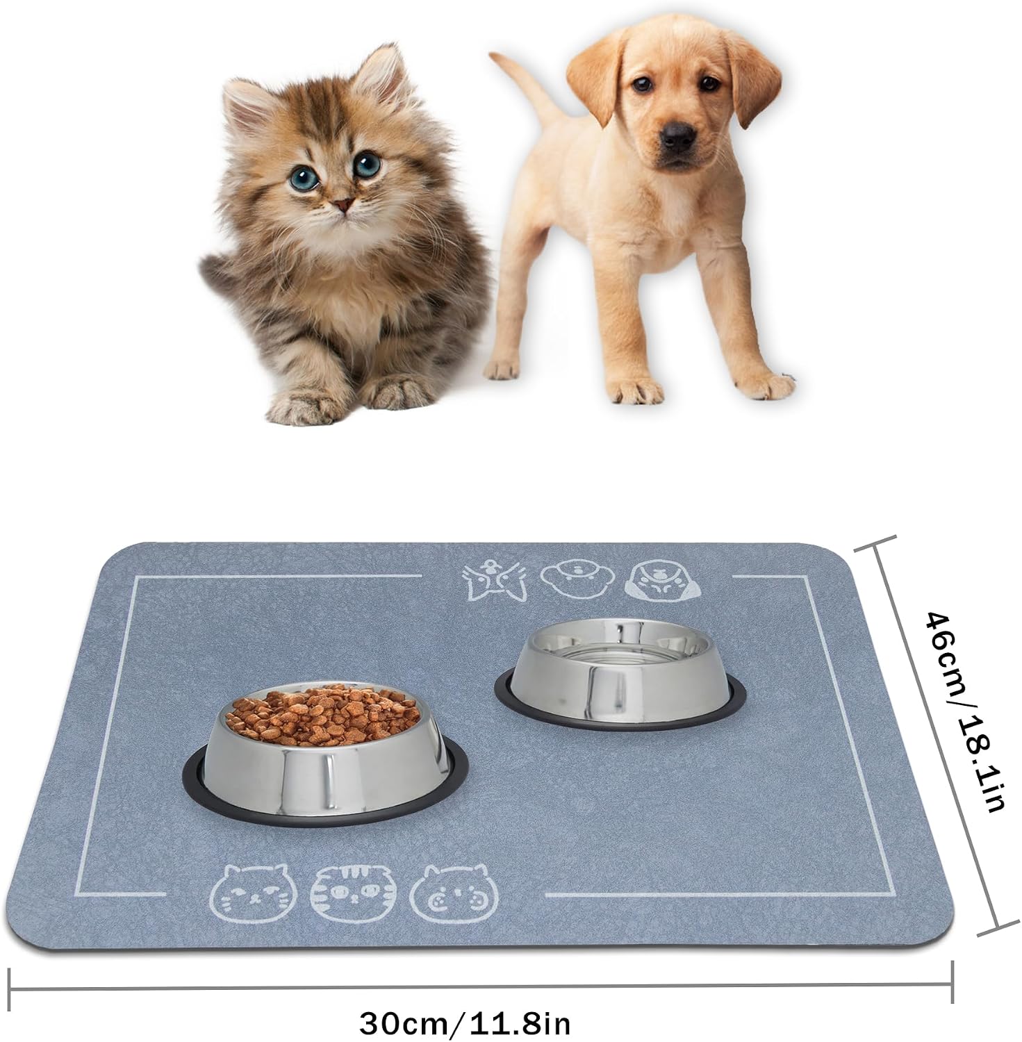 Cat pet food mat - non-slip bottom absorbent quick dry feeding mat for dogs and cats - pet supplies, 11.8"x18.1" beige - view 7