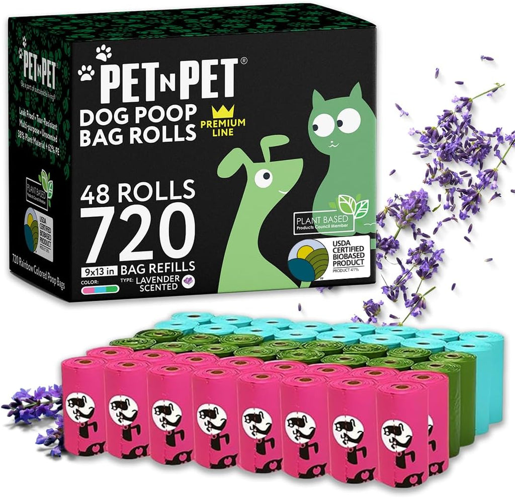 Dog Poop Bags Rolls, 720 Count, Lavender Scented, Colorful
