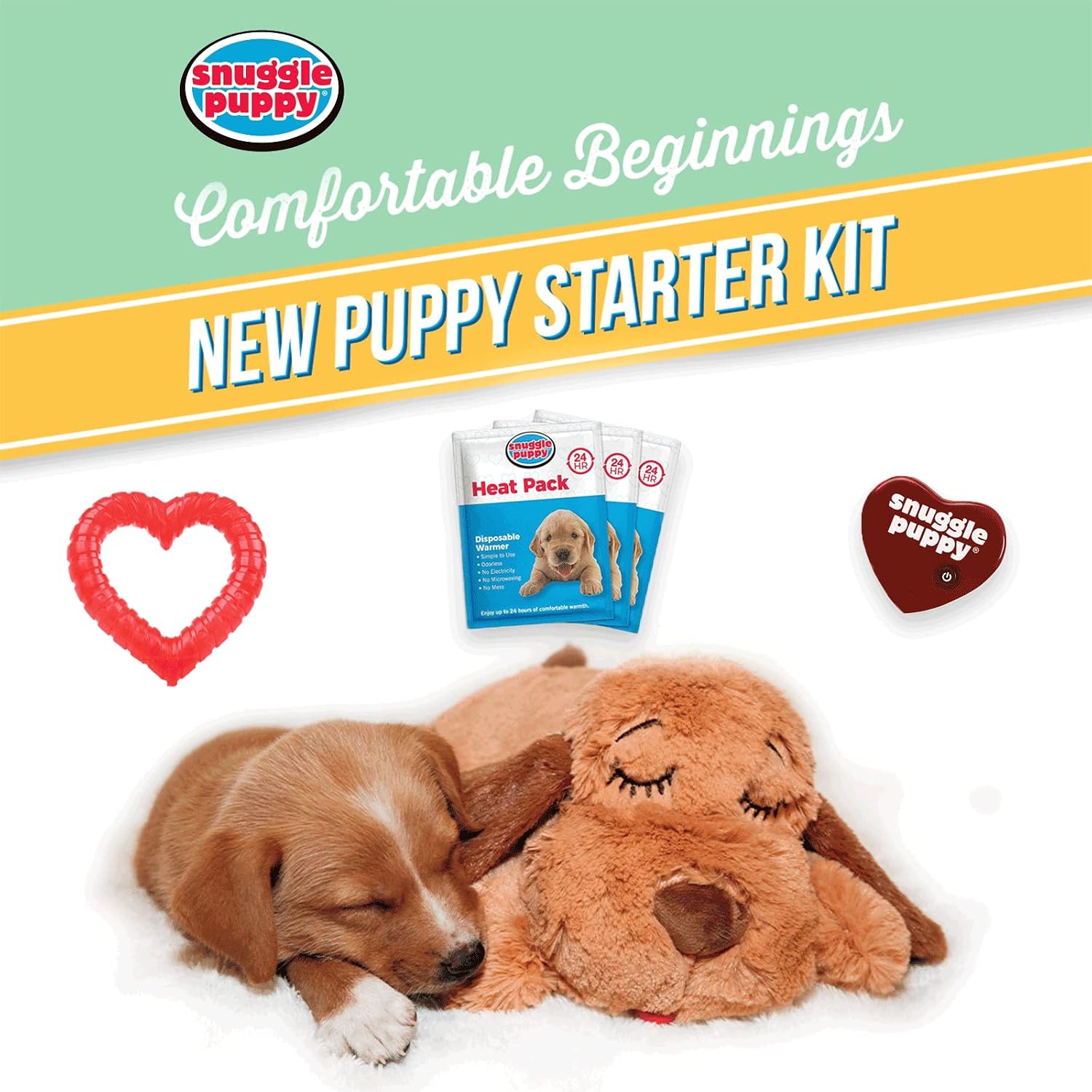 Essentials starter kit, heartbeat toy & blanket, biscuit, calming comfort toy, puppy blanket, teething toy, 3 heat packs, new puppy essentials for first nights and crate training - view 3