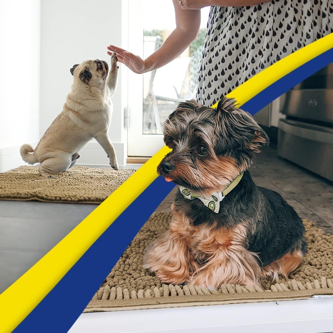 Pack of 3 Highly Absorbent Microfiber Dog Door Mat and Pet Rug, Non Slip Thick Washable Area Mat Soft Chenille for Kitchen Bathroom Bedroom and Outdoor - Beige Small, Medium & Large - view 6