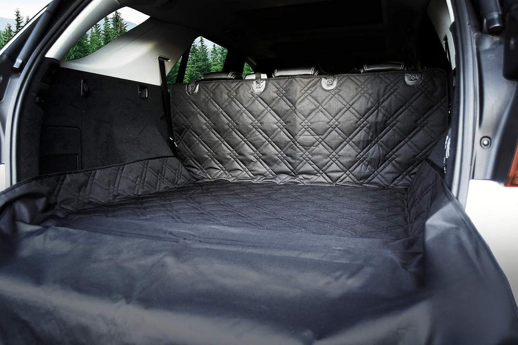 SUV cargo liner for dogs 55"x106" heavy duty pet trunk cargo cover - dog car seat cover waterproof nonslip - dog hair, muddy paws, scratches cover protector for cars vans (X-large, black)
