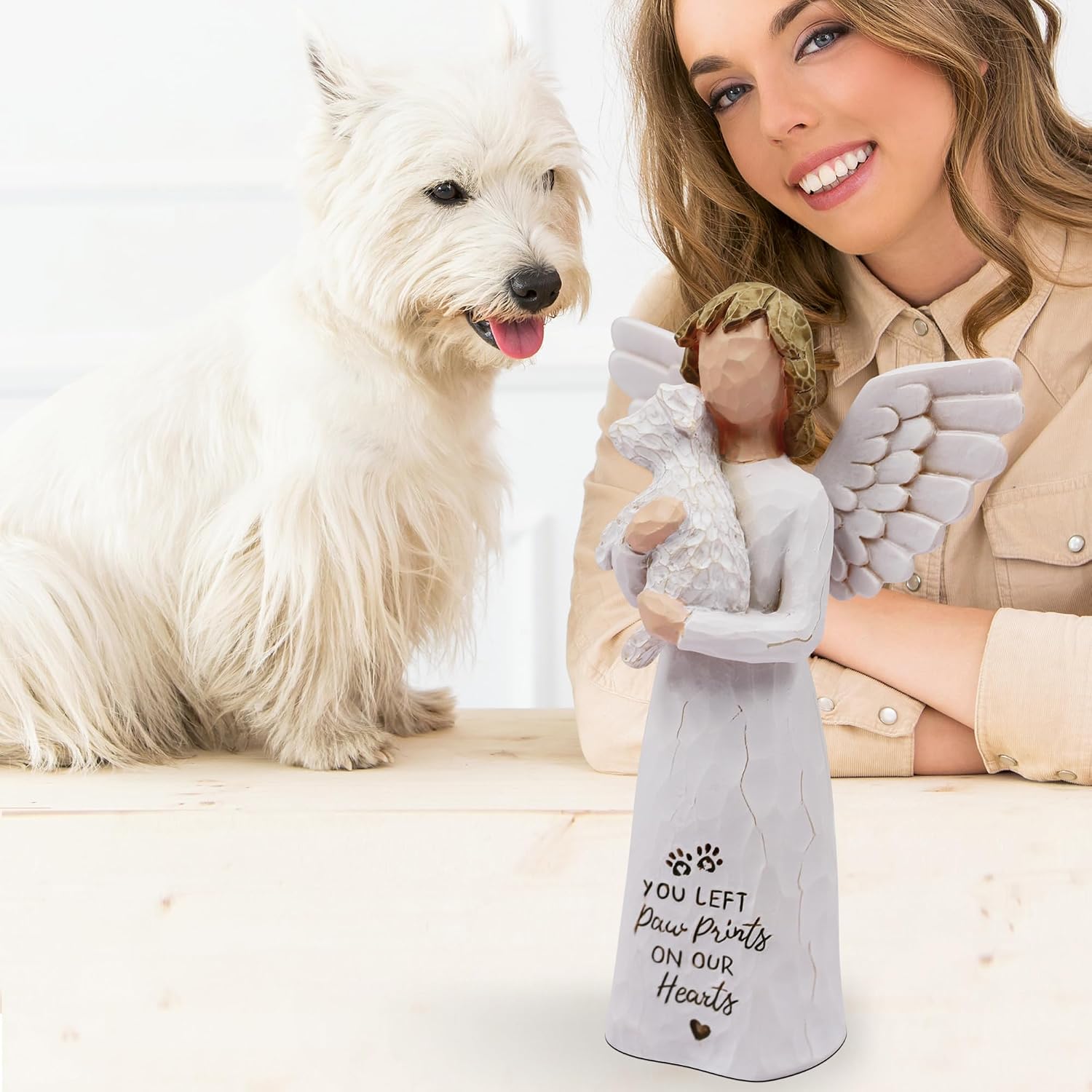 Dog Memorial Gifts for Loss of Dog Sympathy Gift Figurines White | Pet Memorial Gifts for Dog, Dog Mom Gifts for Women, Pet Remembrance Gift, Pet Loss Gifts, Resin Hand-painted Statue - view 3