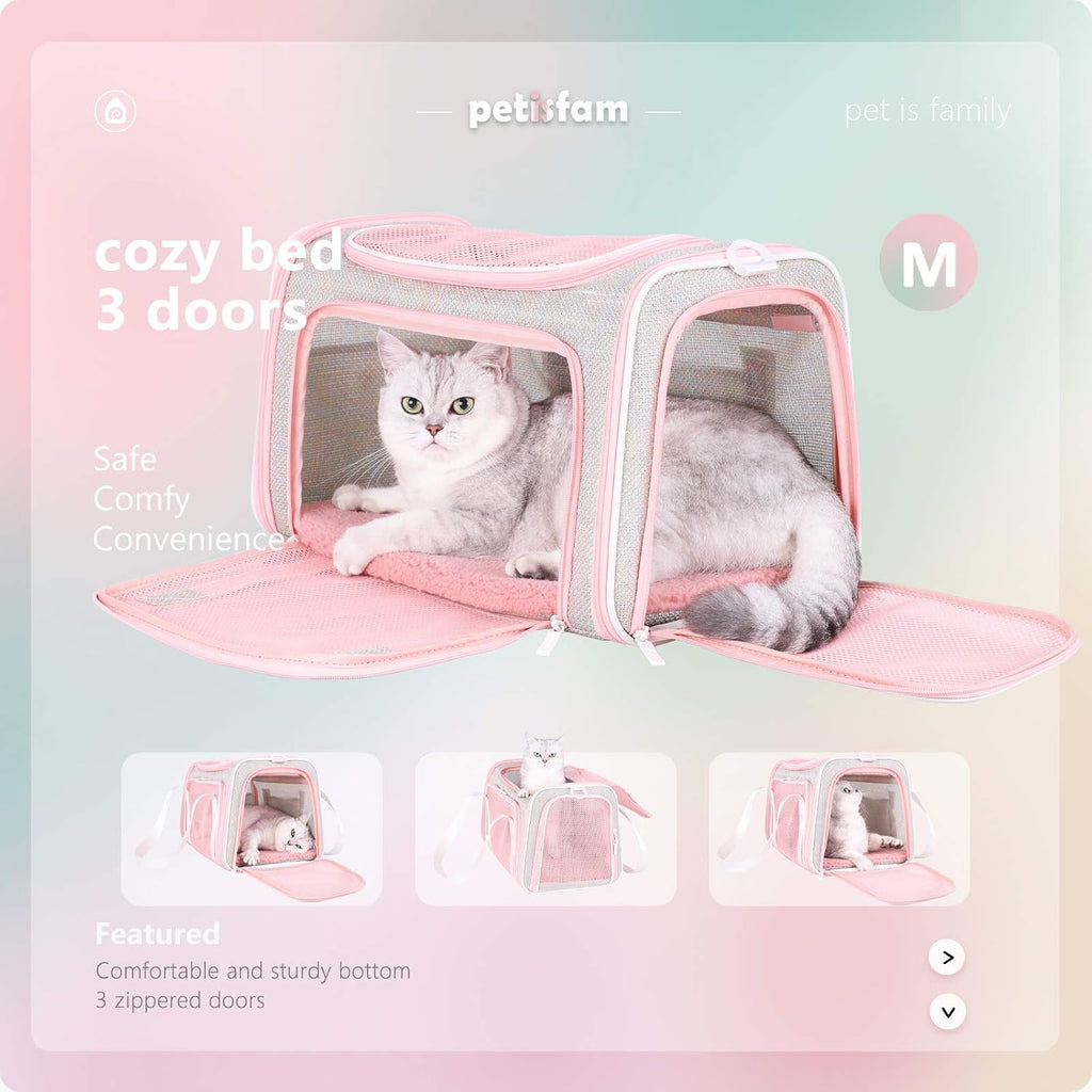 Soft cute travel pet carrier bag for medium cats, kitty and puppy, fantasy pink, M - view 4