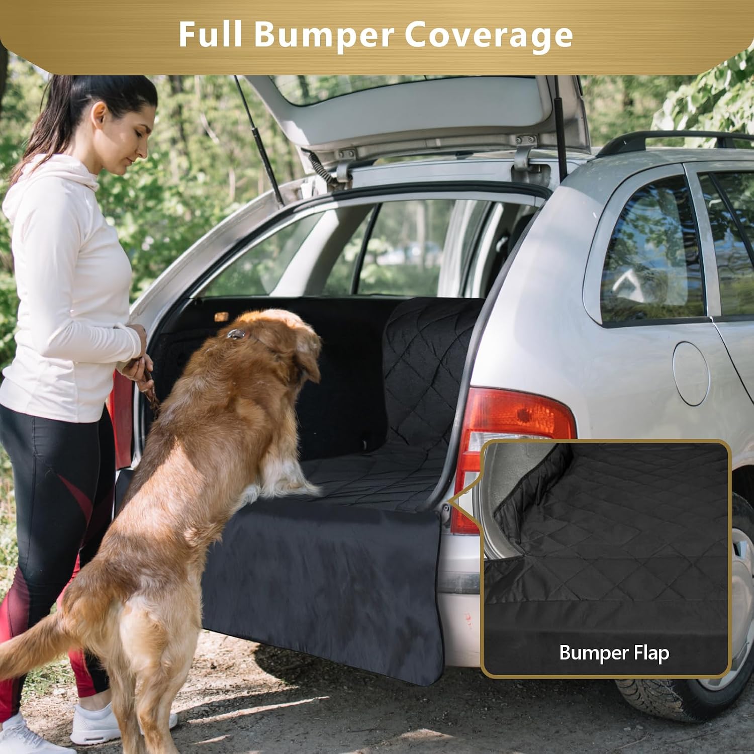 SUV Cargo Liner for Dogs - Trunk Cover with Bumper Flap Protector | Water Resistant Pet Cargo Cover with Non-Slip Mat, Dog Car Seat Cover Prevents Scratches Pet Hair Mud Dirt for Midsize SUVs - view 8