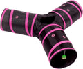 Cat tunnel - collapsible 3 way play toy - interactive tube toys for rabbits, kittens, and dogs - black/pink