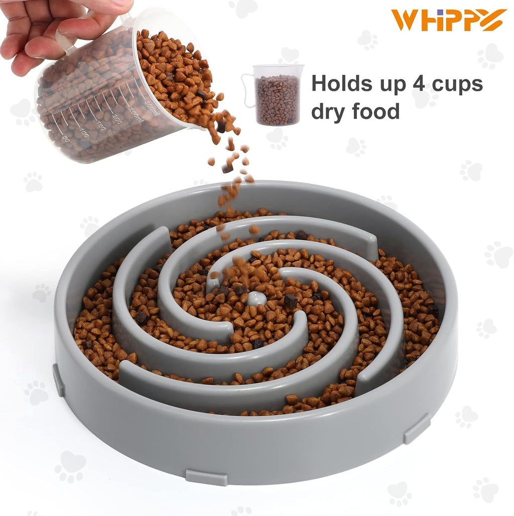 Slow feeder large dog bowls for large medium dog non slip maze puzzle bowl pet slower food feeding dishes interactive bloat stop dog bowl preventing choking healthy dog bowl, light gray - view 5