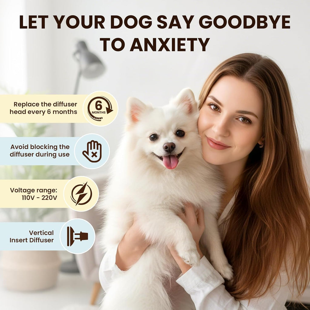 Dog Pheromones Calming Diffuser to Calm Dogs 6 IN 1 Kit (2 Diffusers+4 Refills) Pheromone Plug In for Stress Barking Pee Accidents Chewing Aggression Separation Anxiety Relief 120 Days(Odorless) - view 4