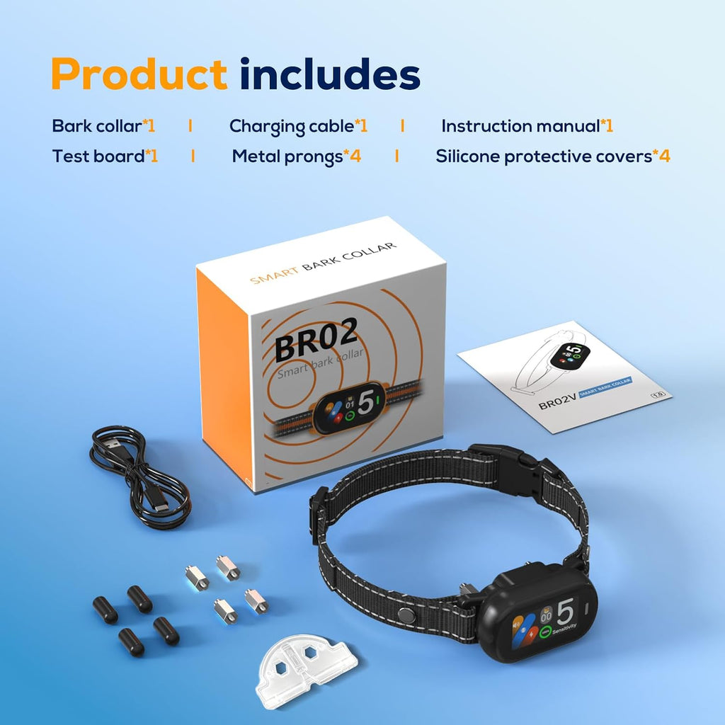 Dog Bark Collar for Large Medium Small Dogs, Smart Anti Bark Collar with Beep & Vibration, 5 Training Modes, 5 Adjustable Sensitivity, IP67 Waterproof, Rechargeable Barking Collar, 300mAh Battery - view 8