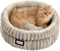 Cat Bed Kitten Bed, Washable Round Cat Beds for Indoor Cats,Super Soft Plush Faux Fur Pet Bed for Puppy and Kitten with Anti-Slip Bottom