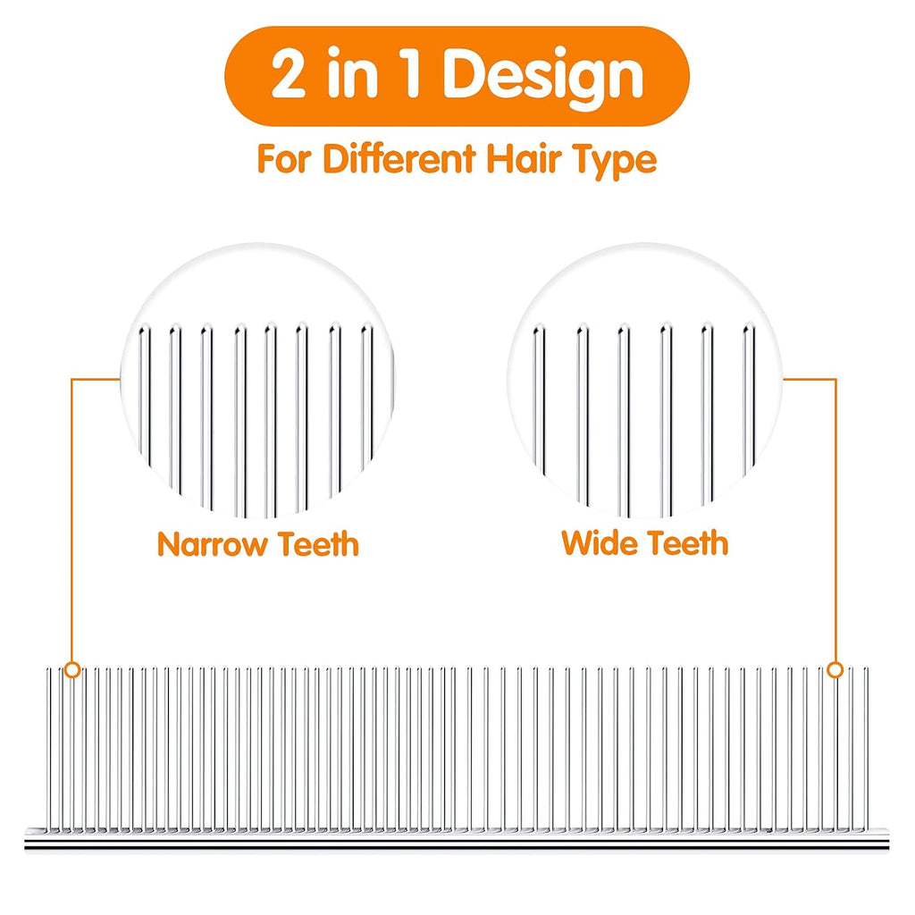Pet Steel Grooming Tool Poodle Finishing Butter Comb 7 1/2-inch L Silver Dog Combs with Rounded Ends Stainless Steel Teeth, Cat Comb for Removing Tangles and Knots - view 4