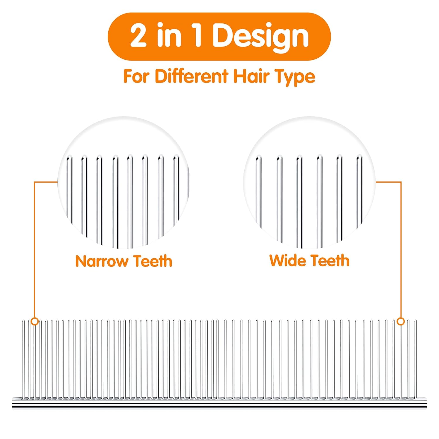 Pet Steel Grooming Tool Poodle Finishing Butter Comb 7 1/2-inch L Silver Dog Combs with Rounded Ends Stainless Steel Teeth, Cat Comb for Removing Tangles and Knots - view 4