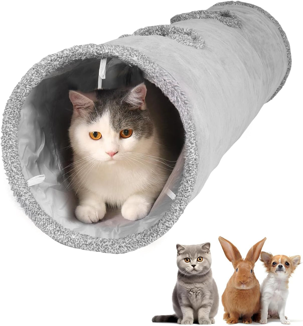 Cat Tunnels for Indoor Cats 51 Inch Collapsible Play Tube Peek Holes Toys | Collapsible cat tunnel play tube peek holes toys indoor active kittens big cats hideout crawl portable easy storage