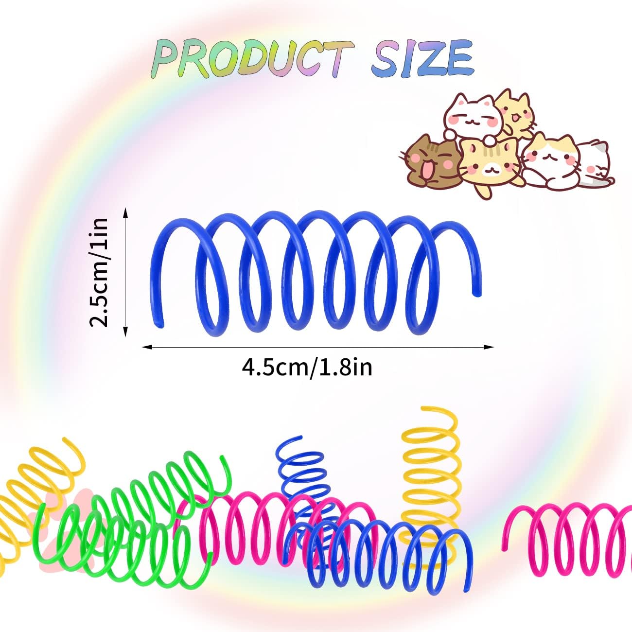 100 Pack Cat Spiral Spring, Cat Toys Spring for Indoor Cats, Plastic Coils Colorful Kitten Interactive Toy for Swatting, Biting, Hunting - view 2