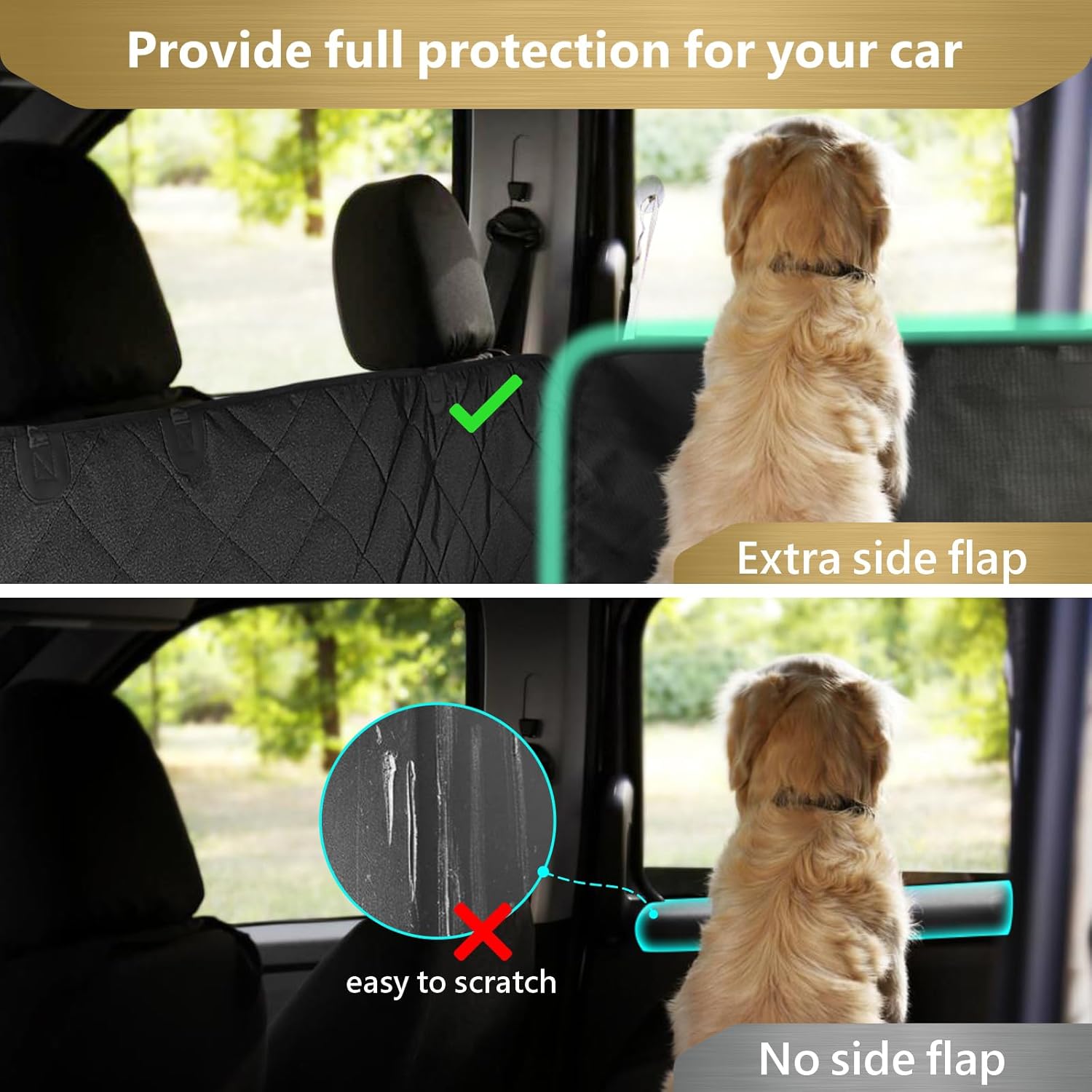SUV Cargo Liner for Dogs - Trunk Cover with Bumper Flap Protector | Waterproof Pet Cargo Cover with Side Flaps, Non-Slip Trunk Mat, Rear Dog Car Seat Cover Prevents Scratches Pet Hair Mud Dirt - view 6